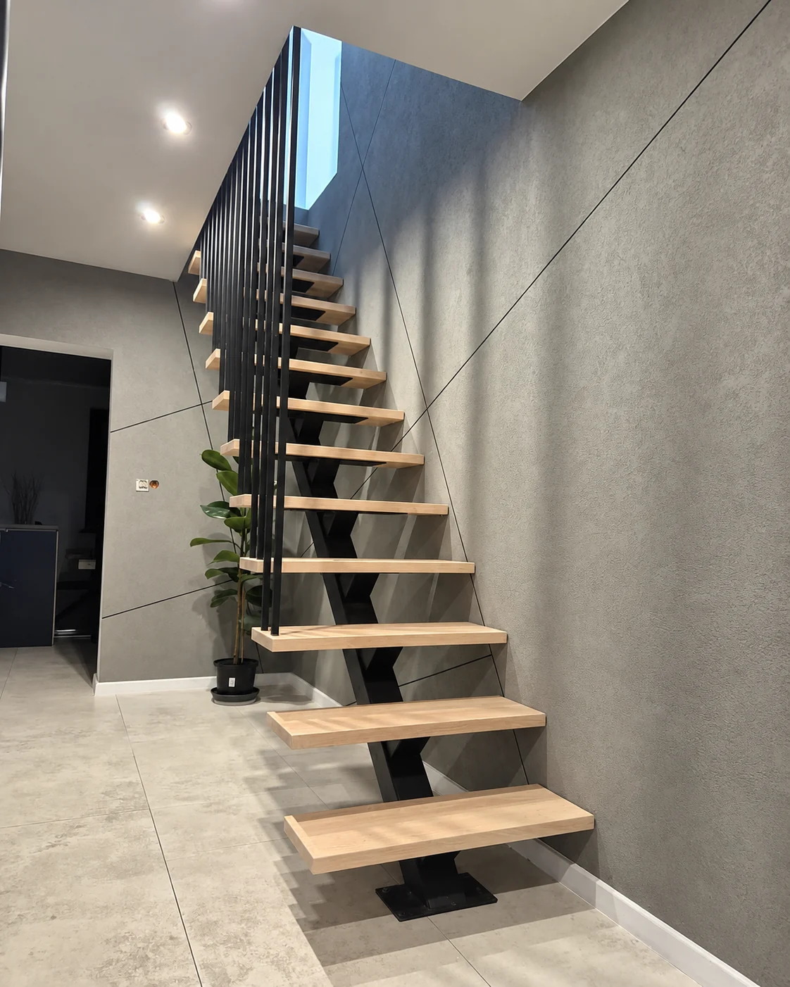 Schody z balustradą wertykalną